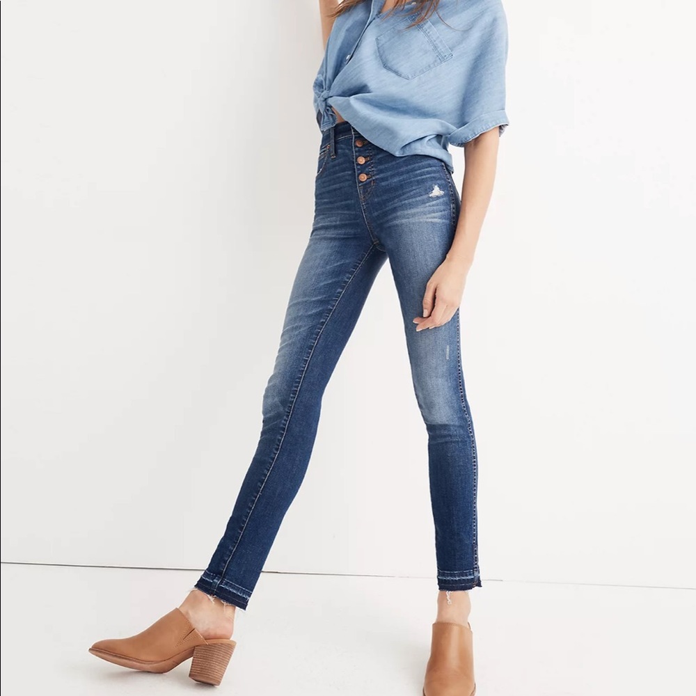 MADEWELL - 10” high rise drop hem skinny jeans